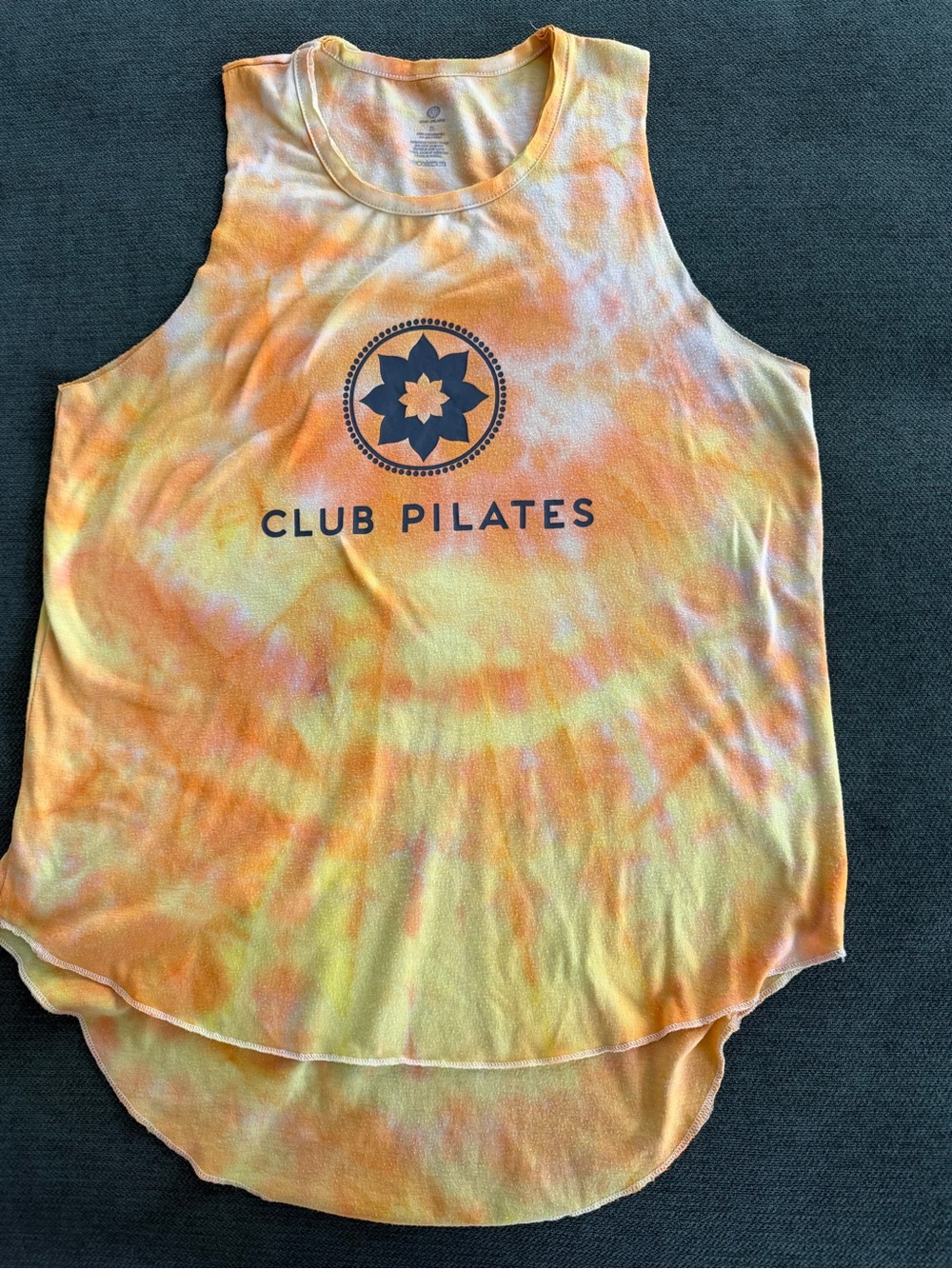 Club Pilates Tie-Dye Athletic Tank in Orange & Yellow Size Small